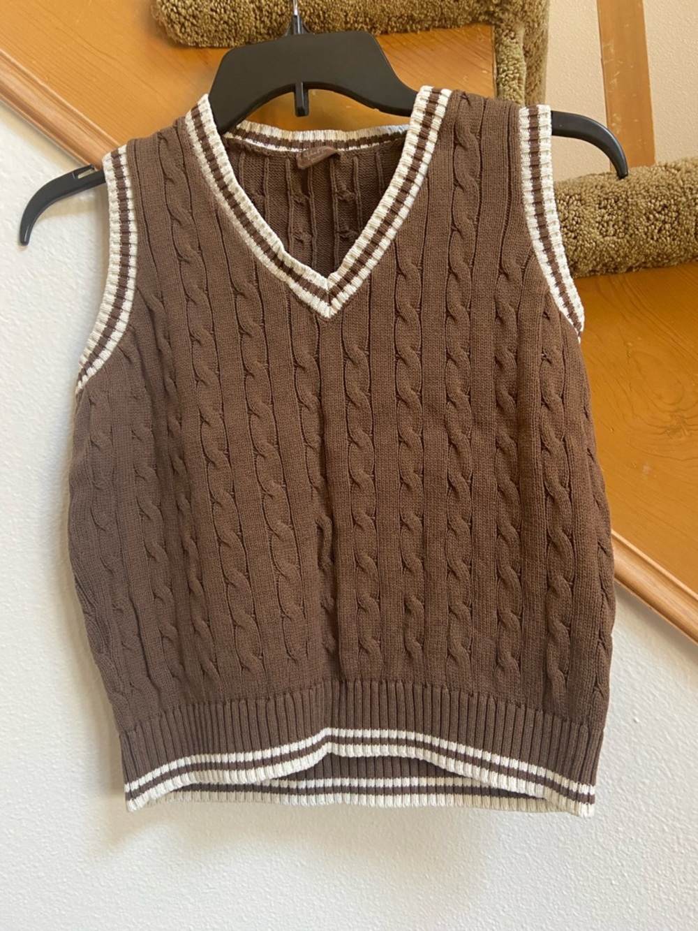 John Galt (Brandy Melville) Brown Knit Cable Sweater Vest